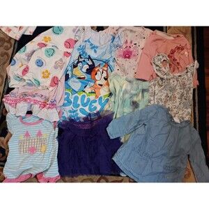 Girls Size 2T 10 Piece Bundle Tops Pants Bluey Nightgown  Dress